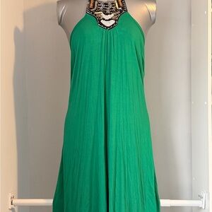 a.n.a Emerald Green Halter Maxi with Beaded Yoke